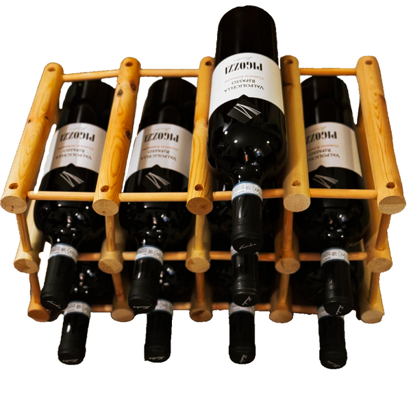 Vinreol i fyrretræ – Dansk produceret og plads til 8–12 flasker